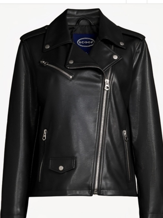 Scoop NYC Women’s Black Faux Leather Motorcycle Jacket Size Small (4-6) NWT - Picture 10 of 10